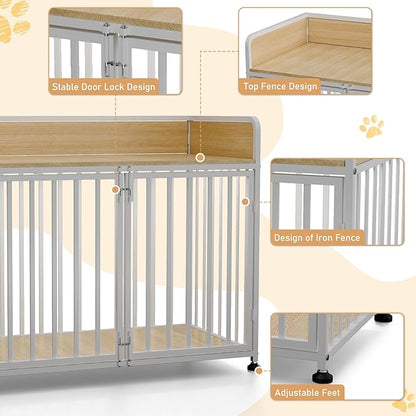 42inch Dog Crate Furniture, Medium Dog Kennel Indoor, Decorative Pet House End Table, Wooden Cage Kennel Indoor, Heavy Duty Dogs Crate Furniture for Large and Medium