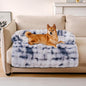 FUNNY FUZZY Pet Fluffy Fuzzy Couch Cover, Calming Washable Dog Bed Sofa Protector Pets Mat for Small Medium Dogs and Cats (Tie-dye Blue,33.45 × 28.35 × 5.51 in)