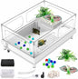 GOZILLA Small Turtle Tank, Acrylic Turtle Tank Starter Kit, Reptile Habitat and Terrarium with Multi-Functional Areas for Tortoise, Crab, Crayfish, Small Reptile.(Black Tank)