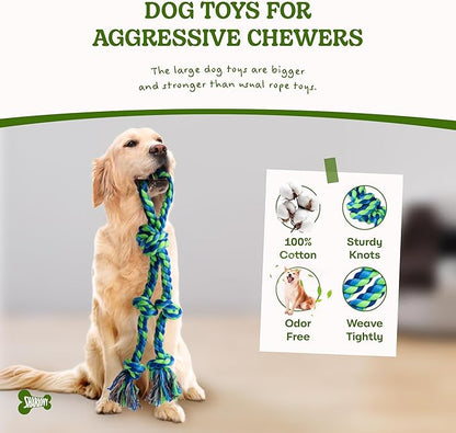 Dog Rope Toy for Large Dogs, 2 Pack Heavy Duty Dog Chew Toys for Aggressive Chewers, Indestructible Dog Toys for Super Chewer, Durable Tug of War Pet Toy for Medium to Large Breed Teeth Cleaning