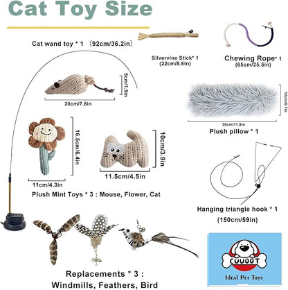 7-in-1 Interactive Cat Toys for Indoor Cats with Washable Adhesive Suction Cup, Hanging Cat Toys, Silvervine Stick and Sisal Chew Rope Catnip Teething Toy for Bored Kitten