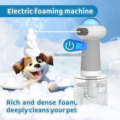 Electric Dog Shampoo Dispenser IPX7 Cat Shampoo Sprayer,Pet Bath Supplies Automatic Foaming Shampoo Dispenser for Dog Deep Cleaing Kitchen Sink Bathroom Grey