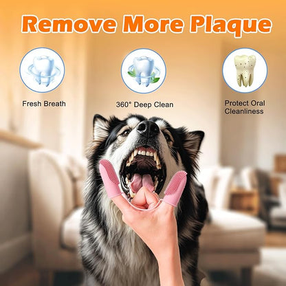 Dog Toothbrush, Dogs Tooth Brushing Kit, Cat Tooth Brush for Small to Large Dogs & Puppies, 2Pack Double Finger Toothbrush for Dog Teeth 360 Cleaning & Dental Care
