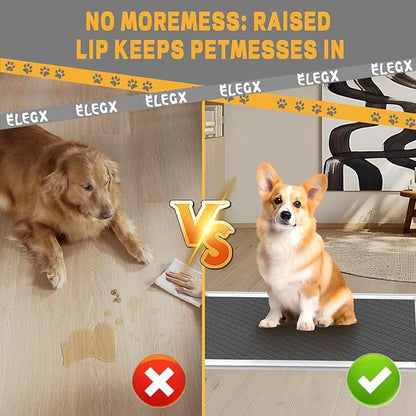 ELEGX Pee Pads Tray 30 X 36 Inches, Silicone Dog Bedpan Tray, High Edge Puppy Pad Holder Tray for Easy to Clean and Spill Free Dog Bedpan Training Pad Tray with Fixing Buckle