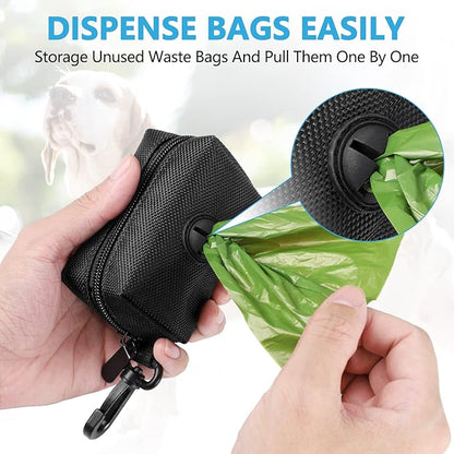 Dog Waste Bag Dispenser Pet Poop Bags Holder for Doggie Waste Bags Dispensers Soft Fabric Zipper Small Doggy Puppy Pouch for Leash Accessory Attachment with Carrier,2PCS Purple&Black