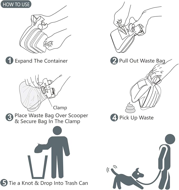 Dog Pooper Scooper, Portable Poop Scooper Handheld Size for Walking Large and Small Dogs Outside Yard or Travel Outdoors, Pup Poop Scoop with Container and 30pcs Pet Waste Bag Attachment, Blue