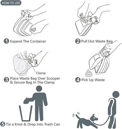 Dog Pooper Scooper, Portable Poop Scooper Handheld Size for Walking Large and Small Dogs Outside Yard or Travel Outdoors, Pup Poop Scoop with Container and 30pcs Pet Waste Bag Attachment, Blue