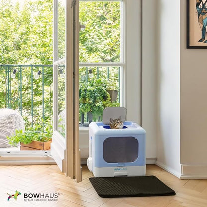 Foldable Cat Litter Box w/Lid, Scoop & Mat, Drawer Design Cat Toilet for Kitten, Two-Way Entry Kitty Litter Box, Odor Control & Easy to Clean, Dark Grey