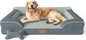 Extra Large Dog Bed, Orthopedic XL Dog Bed with Cooling Gel Memory Foam, Waterproof Pet Bed with Removable Washable Cover, 42" Pet Sofa Couch Dutch Velvet with Bone Toy, Dark Gray