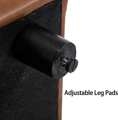 55" End of Bed Storage Bench Ottoman for Bedroom, Faux Leather Upholstered Entryway Bench Long Window Seating for Corner/Living Room/Recption Room/Office/Shop, Brown