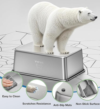 Extra Large Stainless Steel Cat Litter Box, 27.5" L×19.6" W×7.8" H, XXL Metal Kitty Litter Pan with High Sides, Odor-Free, Non-Stick, Easy to Clean, Ideal for Big Cats & Multi-Cat