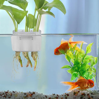 3 Holes Upgraded Aquatic Plant Cup Aquarium Plant Holder for Tank,Hanging Aquarium Plant Holder,Aquarium Aquatic Plant Cultivation,Aquarium Plant Decoration. (White 4PCS)