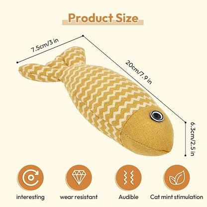2 Pcs Catnip Toys Fish, Self Play, Cat Toys for Indoor Cats and Kitten, Catnip Cat Toy, Interactive Kitten Exercise Kicker Toys for Indoor Cats 7.8 Inches for All Breeds