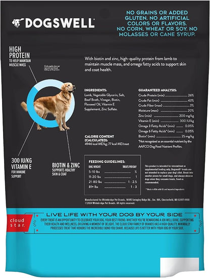 Dogswell Skin & Coat Jerky Dog Treats, Lamb, 10 oz. Bag