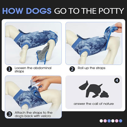 FUAMEY Recovery Suit for Dogs After Surgery,Soft Breathable Dog Bodysuit E-Collar & Cone Alternative Surgical Suit,Male Female Dog Neuter Spay Suits Anti Licking Wounds Onesie Blue Tie Dye M