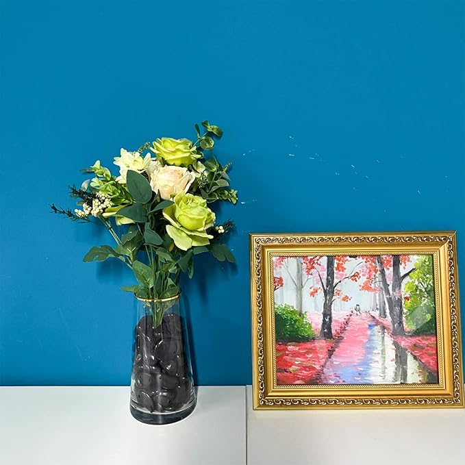 5 lbs Polished Black Pebbles for Indoor Plants, 0.8-1.2 Inch Decorative Black River Rocks for Plants Aquarium Planter Vase Fillers Landscaping and Garden Black Stones