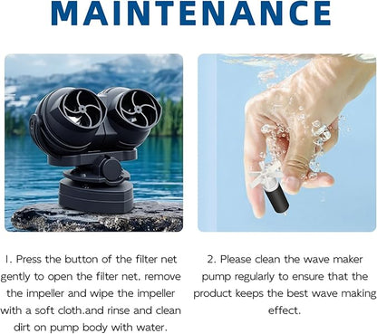 FREESEA Wave Maker for Aquarium Powerhead: 1600 GPH Circulation Pump - 360° Adjustable Power Head Wavemaker with Magnetic Suction for 75 Gallon - 125 Gallon Fish Tank | Saltwater | Freshwater
