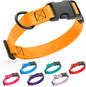 Dogline Biothane Waterproof Dog Collar with Quick Release Buckle Strong Coated Nylon Webbing with Odor- Proof for Easy Care Easy to Clean Fits Small Medium Large Dogs, Tangerine Orange 5/8" W 9-14" L