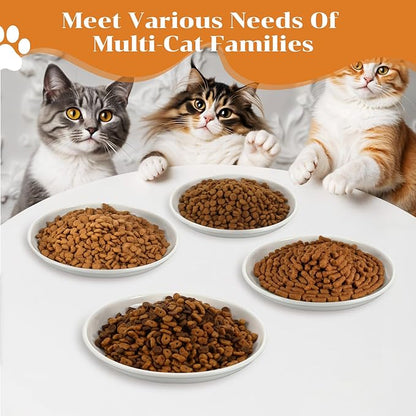 6 Pack Cat Food Bowl, Ceramic Cat Bowls, Anti Whisker Fatigue Cats Bowl Set, 5.9 Inches Shallow Wide Kitten Plates for Food and Water
