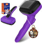 Dog Self Cleaning Slicker Brush for Shedding, Ideal for Short Long Haired Dogs, Including Cat. Removes Loose Fur, Undercoat, Mats, Tangled Hair. Suit for Large Medium Small Animal, Purple