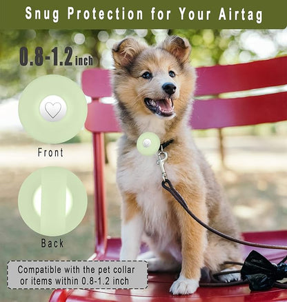 Airtag Holder for Dog Collar, Cibaabo Silicone Air Tag Case Cover Compatible with Apple Airtags for 0.8-1.2inch Cat Pet Collar Harness Loop