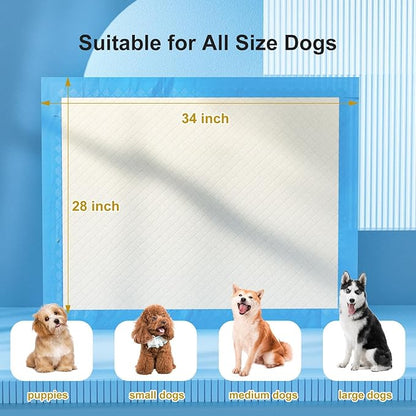 Gardner Pet Ultra Absorbent Thicker Dog Pee Pads Extra Large XL 28"x34" Leak-Proof Odor-Control Blue Puppy Training Pads Full Edge-Wrapping Pad for Dogs Dogs, Puppies, Doggie, Cats, Rabbits - 50 Ct