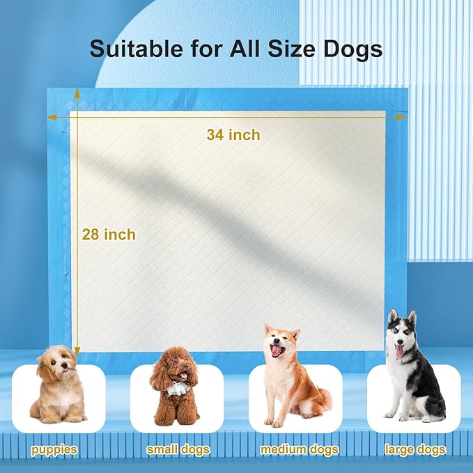 Gardner Pet Ultra Absorbent Thicker Dog Pee Pads Extra Large XL 28"x34" Leak-Proof Odor-Control Blue Puppy Training Pads Full Edge-Wrapping Pad for Dogs Dogs, Puppies, Doggie, Cats, Rabbits - 30 Ct