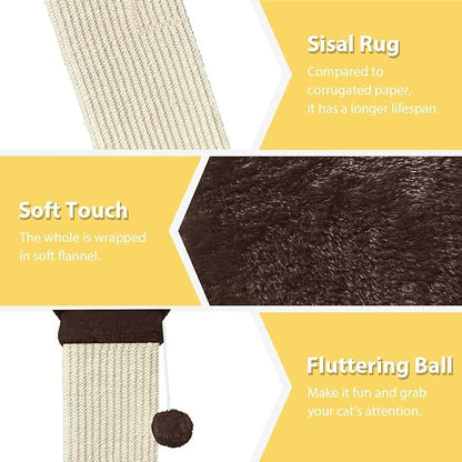 AGYM Cat Scratching Post, 32 Inch Cat Scratch Post for Cats and Kittens, Protect Your Furniture and Exercise Cats, Nature Sisal Modern Cat Scratcher for Indoor Cats, Brown