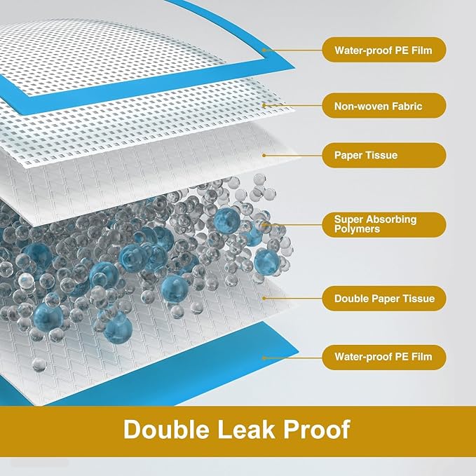 Gardner Pet Ultra Absorbent Thicker Dog Pee Pads Extra Large XL 28"x34" Leak-Proof Odor-Control Blue Puppy Training Pads Full Edge-Wrapping Pad for Dogs Dogs, Puppies, Doggie, Cats, Rabbits - 50 Ct