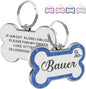 Dog Tags Personalized for Pets Dog Name Tags Personalized Dog Tag Engraved with Any Name & Text Custom Dog ID Tags Glitter Bone ID Tag for Puppy Cat (Blue L, Bone)