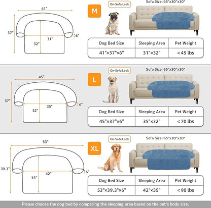 GGIB Calming Dog Bed Fluffy Plush Dog Mat for Furniture Protector with Removable Washable Cover for Large Medium Small Dogs and Cats (Large, Navy)