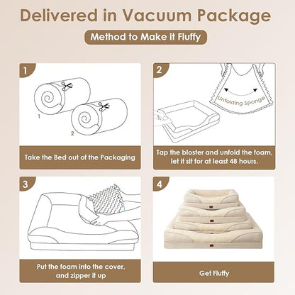 EHEYCIGA Memory Foam Dog Bed for Medium Size, Orthopedic Dog Sofa with Sides and Waterproof Liner, Washable Bolster Pet Bed Couch with Removable Cover, 30x20x6.5 Inch, Beige