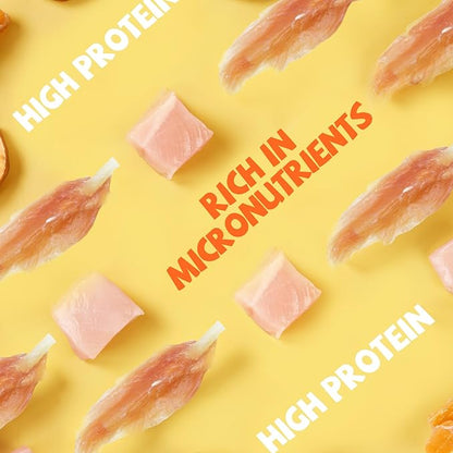 Dog Treats Chicken Tender Wrapped Cod Sticks, Rawhide-Free High Protein Dog Jerky Soft Chews, Healthy Training Snacks for Small Medium Large Dogs, 9-10 Counts, 10.6 oz