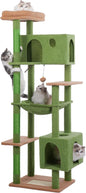 72” Cat Tree for Large Cats Big Cat Tower with Enlarged Hammock 21.6x17.7” Spacious Cats Condo House and Roomy Top Bed and Multiple Scratch Posts for Indoor Adult Cats (Green, XLarge-72)