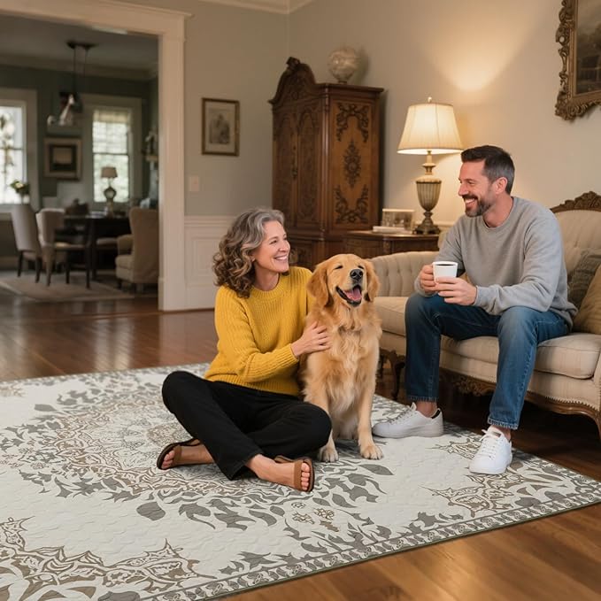 FXW Washable Pee Pads for Dogs, Puppy Pads with Super Absorbent, Specifically Designed for FXW Rollick/Homeplus 24 inch 8 Panels Dog Playpen, 63" Square, Boho, 1 Pack