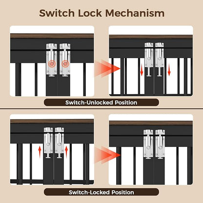 38 Inch Heavy Duty Wooden Dog Kennel End Table with Double Door Design and Secure Locks, Indoor Pet Crate Furniture for Medium Dogs, Decorative Home Cage Design,Aged Black