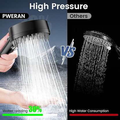 Filtered Shower Head with Handheld, High Pressure 4 Spray Mode Showerhead with Filters, Water Softener Beads for Hard Water with ON/OFF Switch for Pets - Remove Chlorine