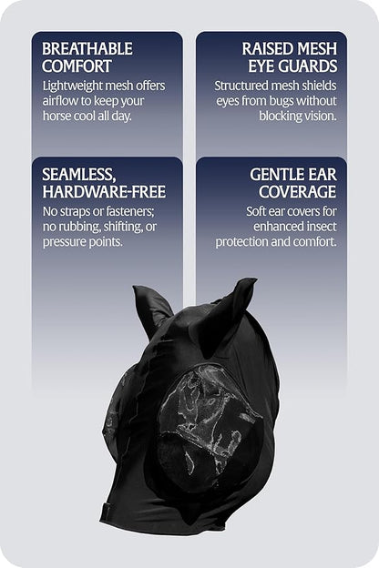 Equinavia Bug Out Fly Mask | Against Flies, Insects, UV Rays - Black - Horse
