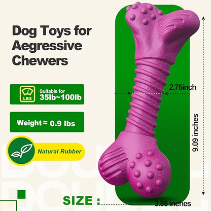 Dog Toys for Aggressive Chewers, Dog Toys for Medium Large Dogs, Natural Rubber Dog Chew Toys with Beef Flavor, Indestructible Chew Toys for Aggressive Chewers (Purple)