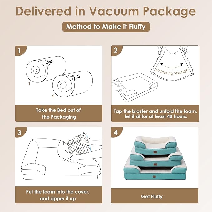 EHEYCIGA Orthopedic Dog Bed, Waterproof Memory Foam, Turquoise Blue, 30"L x 20"W x 6.5"Th