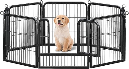 24 Inch 8 Panels Dog Playpen - Metal Pet Exercise Pen for Puppy, Indoor/Outdoor Dog Fence for Yard, Garden, Camping & RV Travel