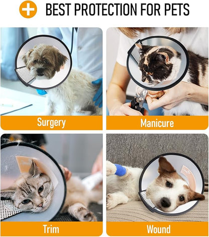 Adjustable Dog Cone Collar After Surgery Soft Cone of Shame Alternatives for Dog Cat Puppy Plastic Elizabethan Collar for Dogs from Licking Biting Scratching Wounds(L,Neck:10.2-13in)
