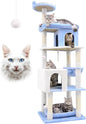 Globlazer Heavy Duty Cat Trees for Large Cats, Sturdy 72in Maine Coon Cat Tree for Large Cats 20 lbs+ Heavy Duty Cat Tower for Adult Biggest Cat with 6 Scratching Posts, Hammock, S72, Ocean Blue