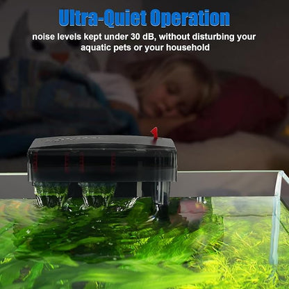AQQA Aquarium Filter 20-50 Gallon Fish Tank Filters with Double Waterfall, Hang on Back Aquarium Filter with Bio-Wheel Power, Adjustable Flow, Quiet Efficient and Silent Operation (10W 125 GPH)