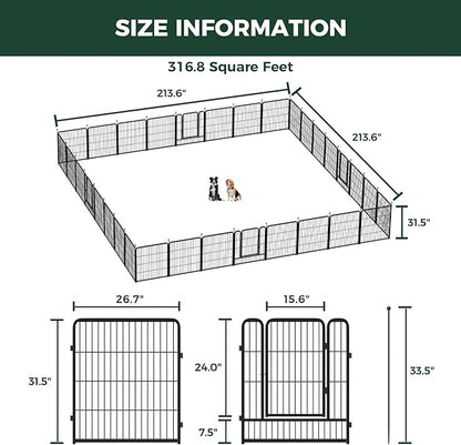 FXW Rollick Unleashed Dog Playpen for Indoor, Yard, RV Camping, 32 inch 32 Panels for Small and Medium Dogs, Black│Patented