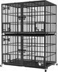 aboxoo 42 inch Stackable Heavy Duty Metal Dog Crate for 4 Dogs/Large Dog,All Metal Open Top Access,Escape Proof Cage,Dog Kennel Indoor with Wheels,Floor Grid, Tray, Divider and Feeding Bowl