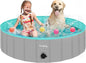 Furrybaby Dog Pool, Kiddie Pool Hard Plastic Foldable Dog Pools for Large Dogs Portable Pet Doggie Wading Swimming (Grey 47'') Indoor and Outdoor