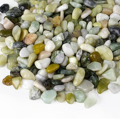 2.5 lbs Jade Pebbles for Indoor Plants, 3/8" Plant Rocks for Pots Indoor, Decorative Small Stones for Plants, Bamboo,Vase, Succulent, Highly Polished Small River Rocks
