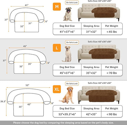GGIB Calming Dog Bed Fluffy Plush Dog Mat for Furniture Protector with Removable Washable Cover for Large Medium Small Dogs and Cats (Large, Brown)