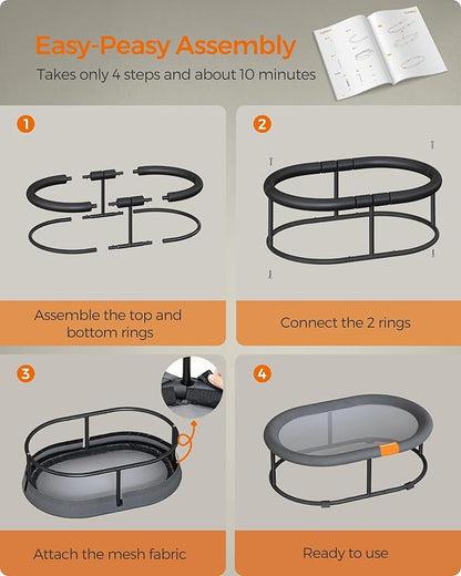 Feandrea Pet Bed, Cat Hammock, Elevated Cat Bed for Multiple Cats, with Removable Washable Mesh, for Pets up to 28 lb, Oval, Gray UPCB002G01